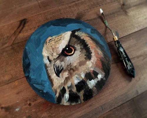 LMOP524 beautiful  girl & bird owl hand painted art oil painting on canvas 