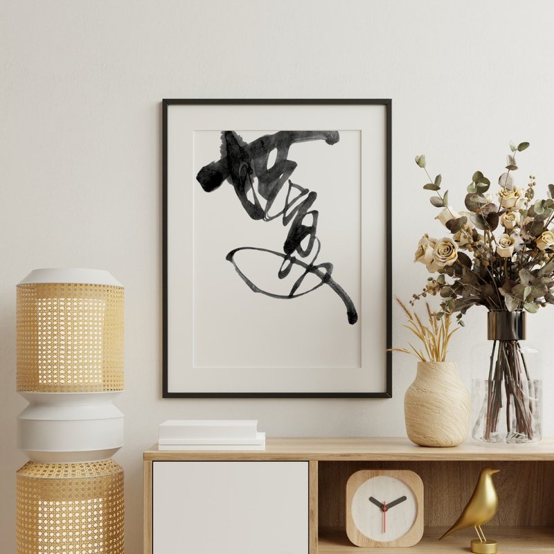 Wu You (Free from worry) Calligraphy Canvas print - กรอบรูป - วัสดุอื่นๆ ขาว