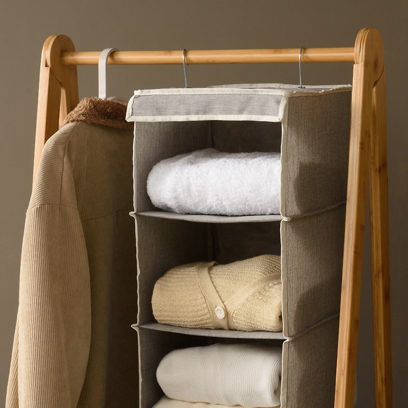 Gudee - ALFIO clothing storage hanging bag (6 compartments/10 compartments) - กล่องเก็บของ - ผ้าฝ้าย/ผ้าลินิน สีน้ำเงิน