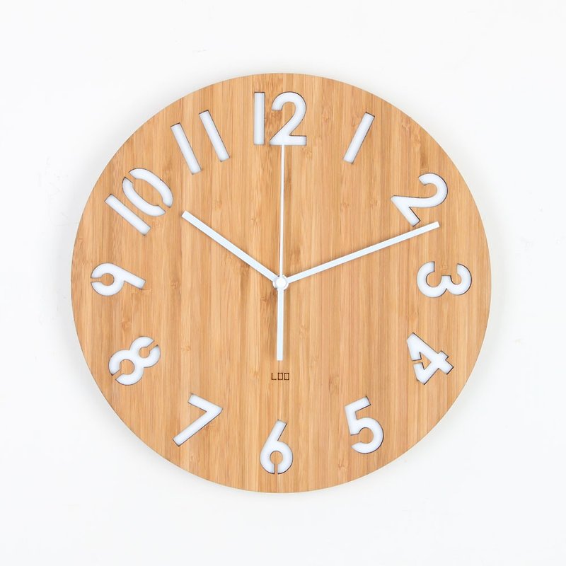 LOO Rotated Numbers Wall Clock White - นาฬิกา - ไม้ไผ่ ขาว