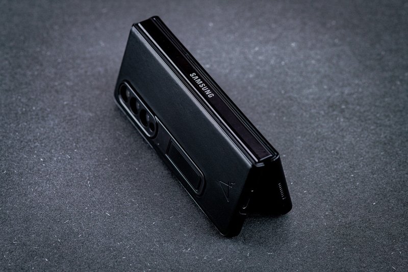 ARMOR Samsung Galaxy Z Fold4 全真皮電話保護殼_午夜黑 - 手機殼/手機套 - 真皮 