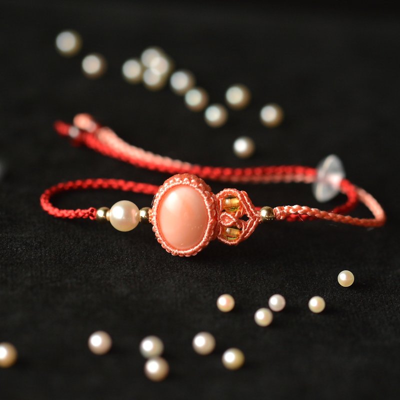 Pink Coral / Macrame Silk Bracelet