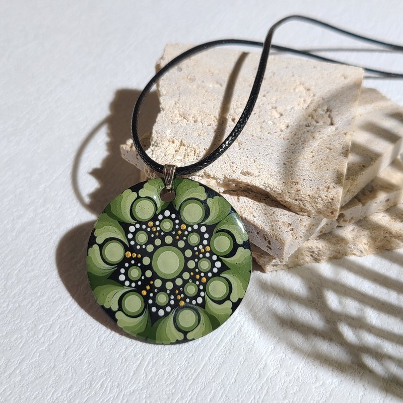 Mandala hand-painted mandala necklace / necklace - Necklaces - Waterproof Material White