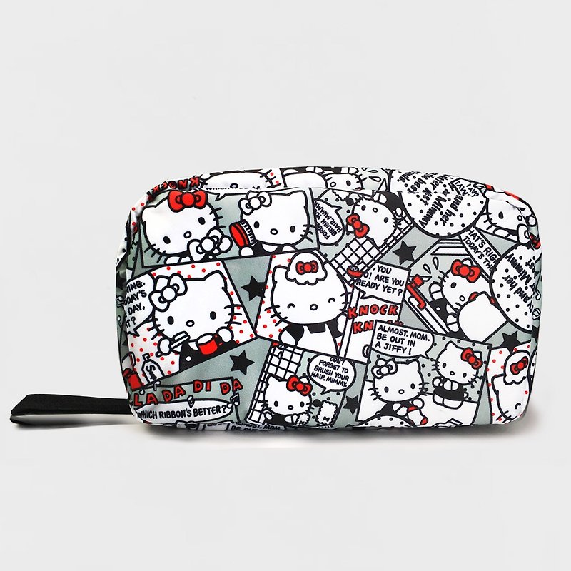 murmur 旅行收納三摺盥洗包 - Hello Kitty 漫畫 - 臉部/身體防曬 - 聚酯纖維 灰色
