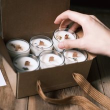 香氛木片蠟燭六入禮盒 贈聖誕節卡片