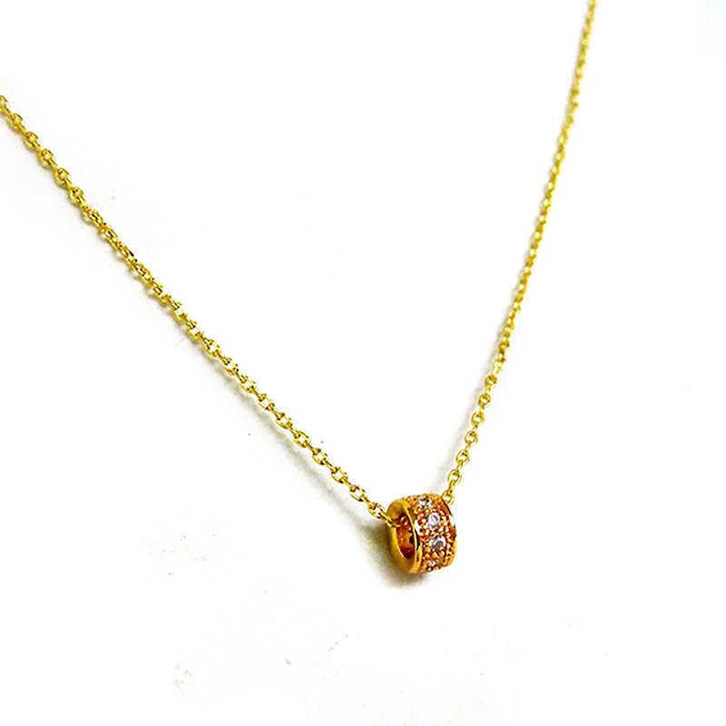 Ficelle | Handmade Brass Natural Stone Necklace|[Zircon] Rolling Diamond Ring Diamond Clavicle Chain - สร้อยคอทรง Collar - เครื่องเพชรพลอย 