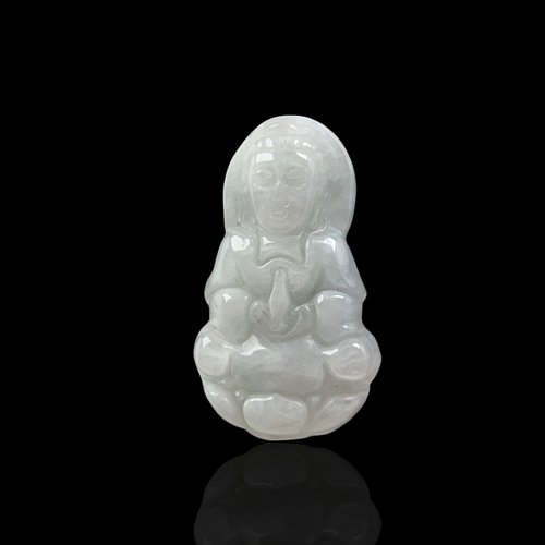 瓔珞翡翠 白翡翡翠寶瓶觀音菩薩項鍊 | 天然緬甸玉翡翠A貨 | 送禮