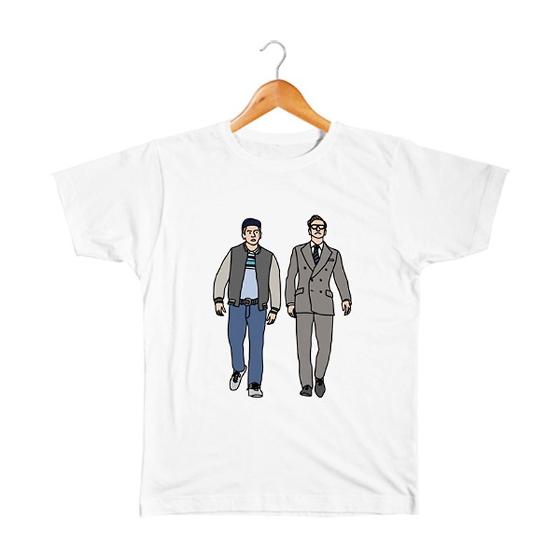 Harry and Eggsy Kids T-shirt - เสื้อยืด - ผ้าฝ้าย/ผ้าลินิน ขาว