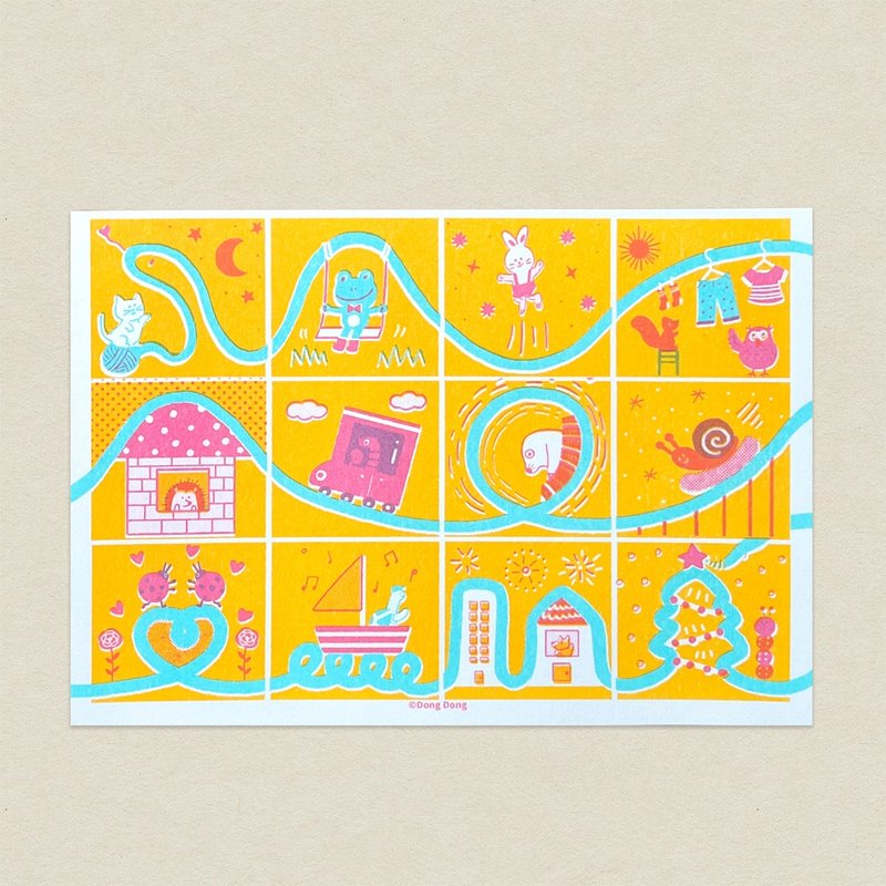 新品 / The Line Link / 孔版印刷 /A5明信片/ハガキ - 卡片/明信片 - 紙 多色