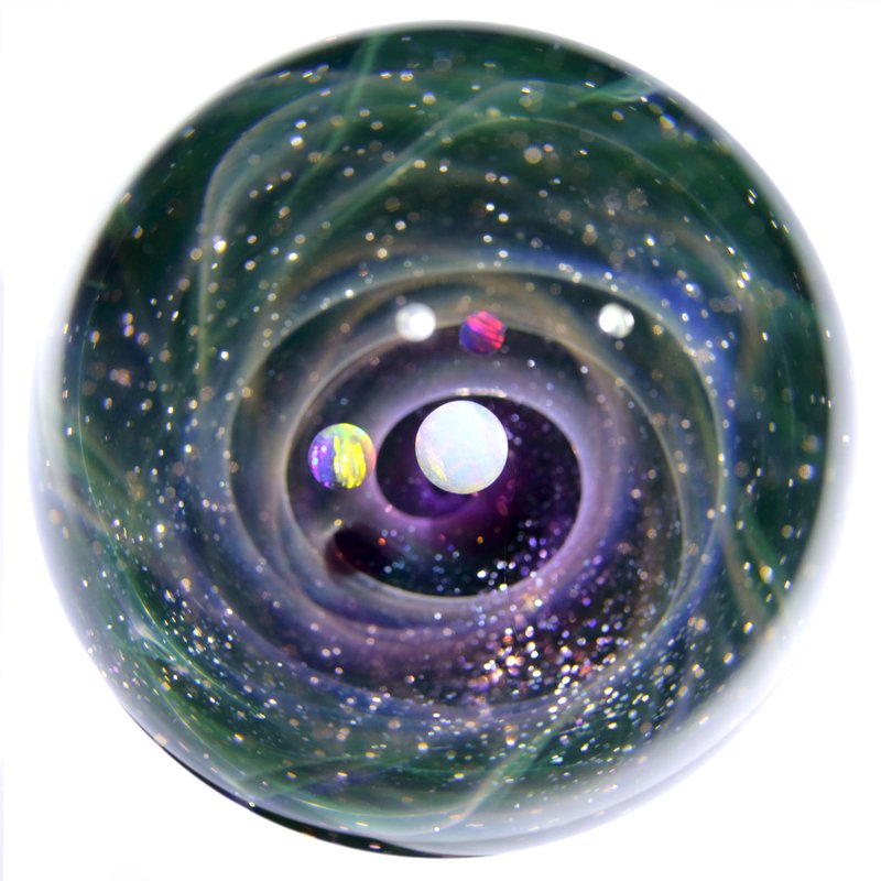 55mm Galaxy Glass Marble no.M202 - ของวางตกแต่ง - แก้ว สีม่วง