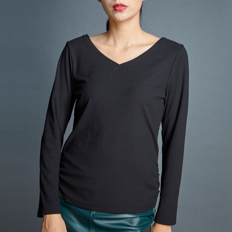 Simple thread slim top - Women's Tops - Cotton & Hemp Black