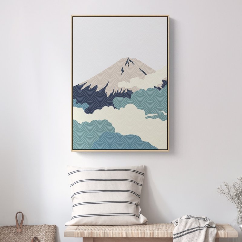 棉．麻 海報/掛畫/掛布 多色 - 雲氣迷漫的富士山I - 和風/日本/富士山/復古風/居酒屋/懷舊感