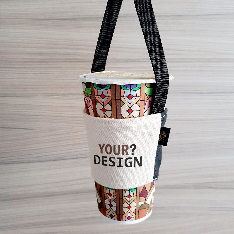 Customized | Two-color canvas beverage environmental protection cup holder - กระเป๋าถือ - ผ้าฝ้าย/ผ้าลินิน ขาว
