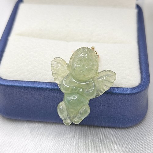 緣圓翡翠 冰種 黃翡 小天使 隨意扣 吊墜 | 天然緬甸玉A貨翡翠