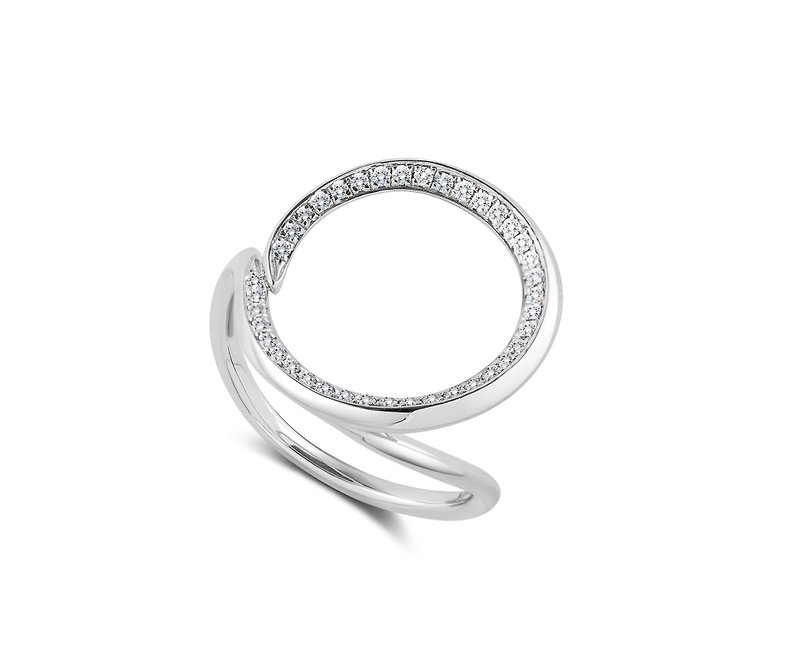 ホワイトダイヤモンドリング結婚指輪K14ホワイトゴールドオルタナティブハロー結婚指輪ユニークなカルマ婚約指輪