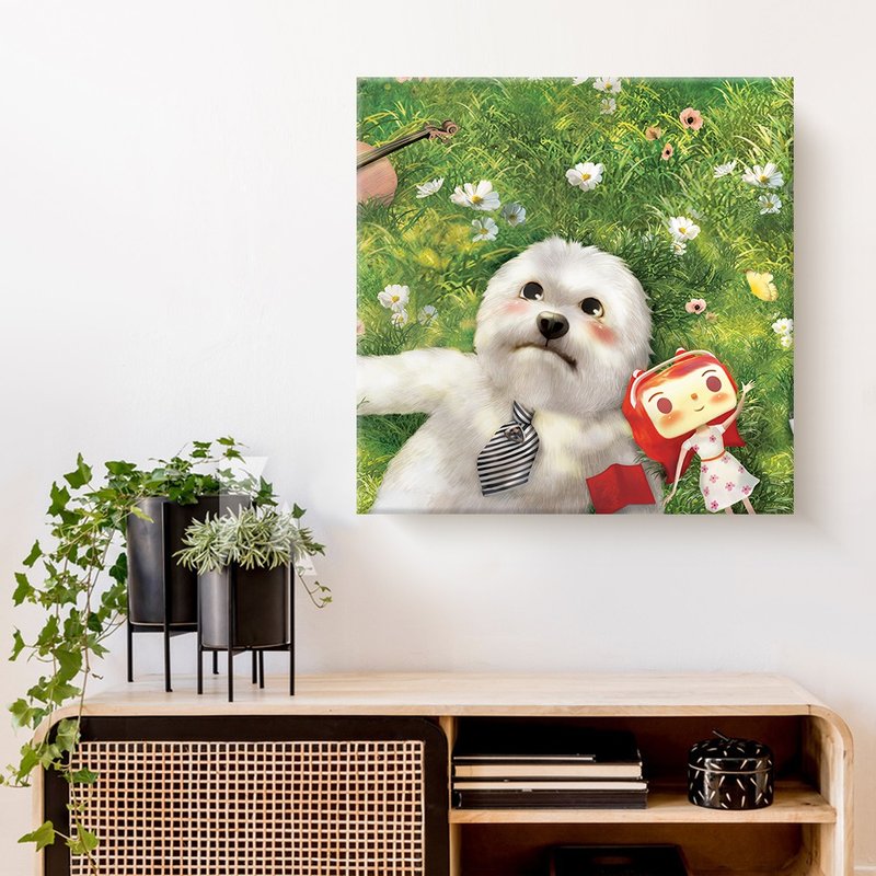 うさぎの女の子とスマイルパプのイラスト複製画 - ポスター・絵 - その他の素材 グリーン