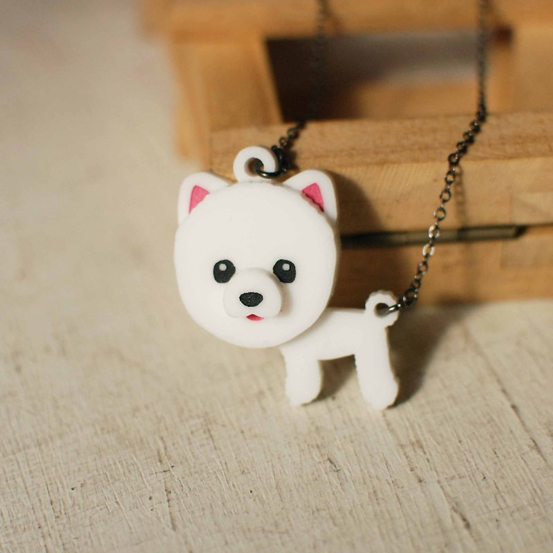 Pomeranian dog/hairy child on the neck/top-heavy/short chain - Necklaces - Acrylic 