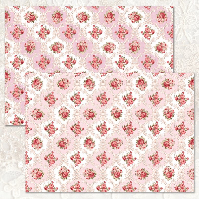 120g Roses Design Paper renewal (blue lion) A4 (suyeon) - 包裝材料 - 紙 粉紅色