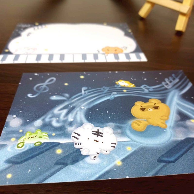 琴樂精靈 - 熊語明信片 - 系列4 - 卡片/明信片 - 紙 藍色