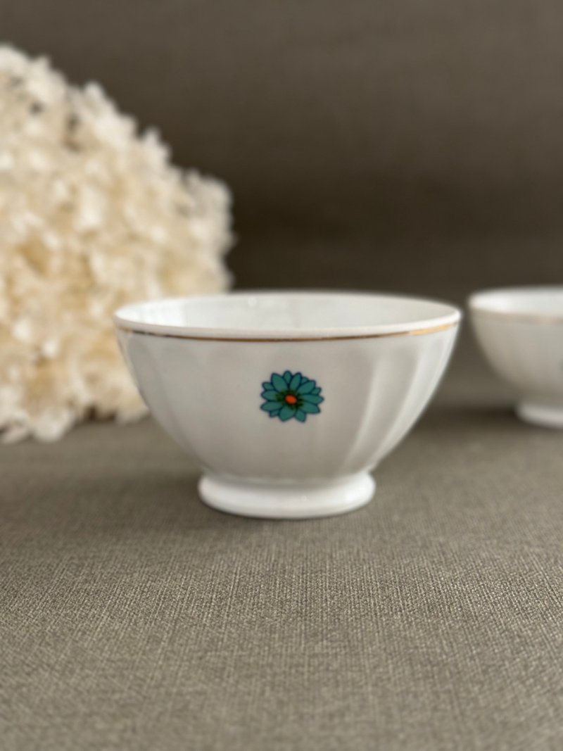 40589-French antique latte bowl - ถ้วยชาม - เครื่องลายคราม 