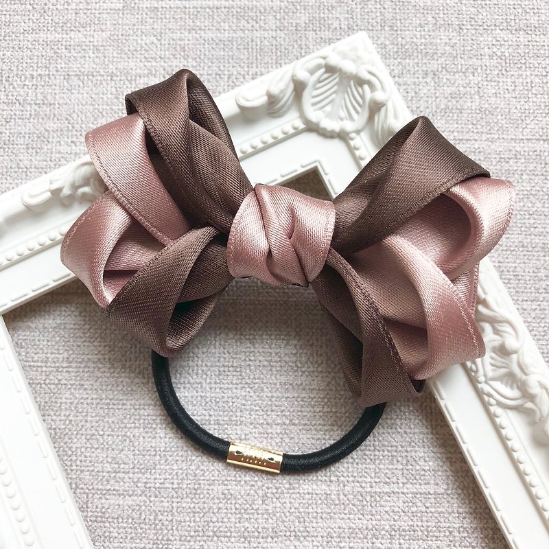 Layered bow tie / brown + champagne - Hair Accessories - Other Materials Brown