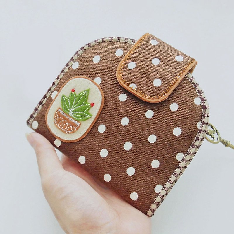 Card Holder Wallet, Keychain Wallet, Small Wallet, Change Purse - Cactus Lover F
