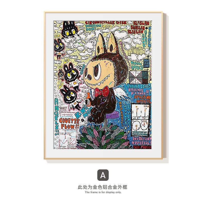 【Cat】Original illustration hand-mounted decorative frame / space painting / children's room / studio - Posters - Aluminum Alloy Multicolor