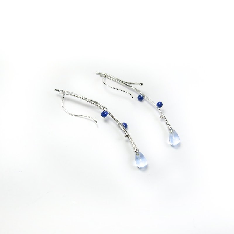 READ Dazzling Chun Dew | Hand-made blue crystal lapis lazuli 925 sterling silver pendant earrings