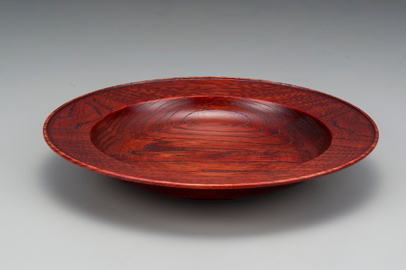 栓　ウッドプレート　あかね - Small Plates & Saucers - Wood Red
