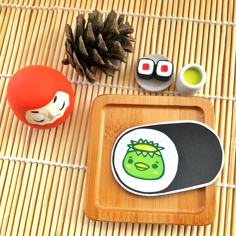 1212 Fun Design Funny Waterproof Sticker - Sushi Series - Kappa Roll Sushi - สติกเกอร์ - วัสดุกันนำ้ สีเขียว
