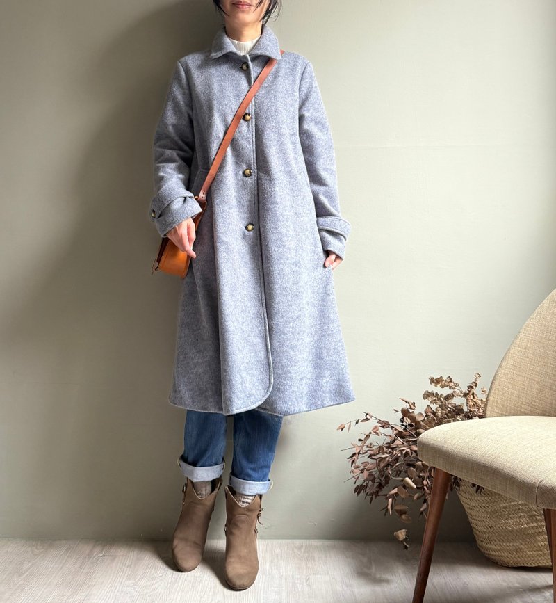 A city where it doesn’t snow/cream gray fur small lapel long coat/warm double layer coat WOOL - Women's Casual & Functional Jackets - Wool 