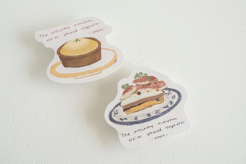 Ponpie hand-painted cardstock tape set [4 pieces in total] - การ์ด/โปสการ์ด - กระดาษ หลากหลายสี