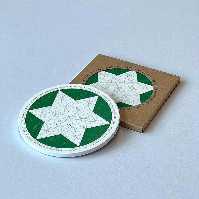 Flower of Life Coaster (Earth Green) - Other - Porcelain Green