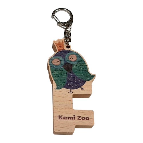 PRINT+SHAPE 木質手機架鑰匙圈 國王貓頭鷹 客製化禮物 鑰匙包 手機支架 吊飾