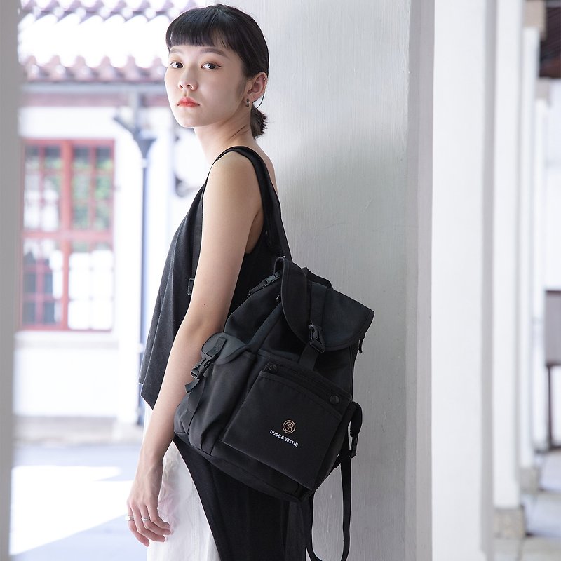 Travel Lightweight Single Buckle Rope Waterproof Backpack School Bag Girls - Black