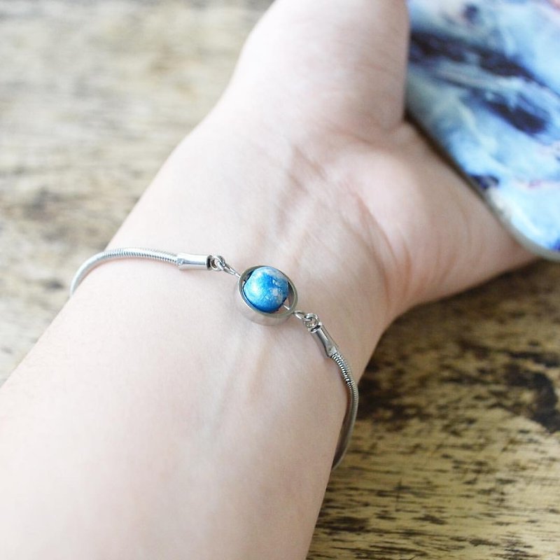 blue bracelet -- silver - สร้อยข้อมือ - สแตนเลส สีเงิน