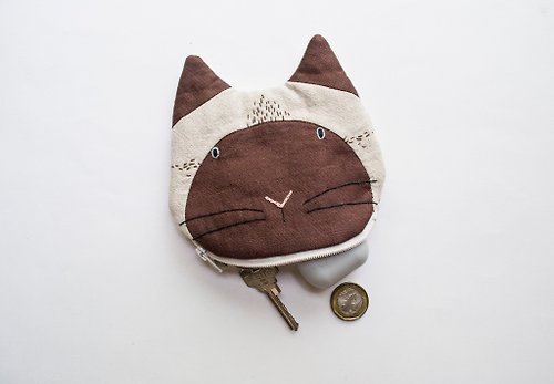 Momshoo Siamese Cat small zip pouch case