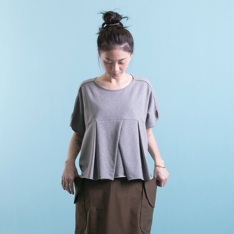 Short skirt p gray - Women's T-Shirts - Cotton & Hemp Gray