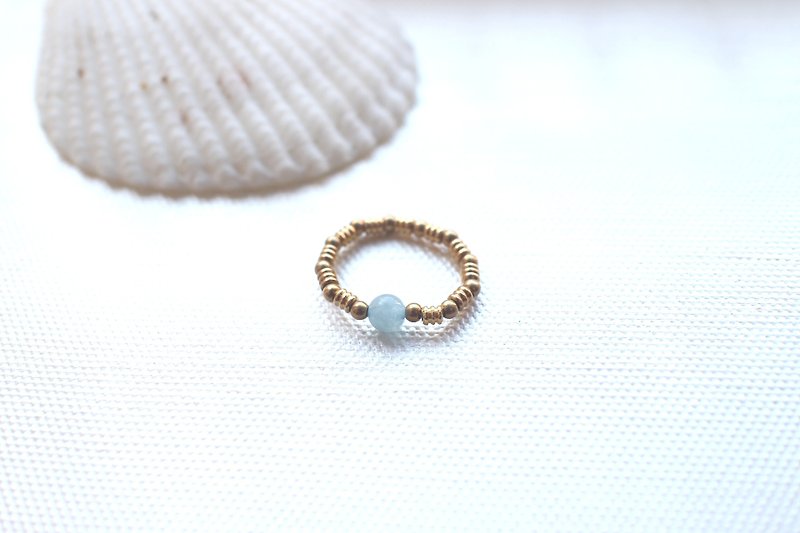 海藍寶黃銅彈性線戒指 - 戒指 - 其他金屬 