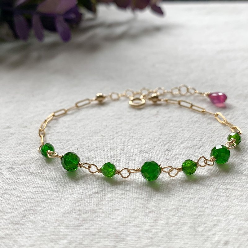 14kgf chrome diopsite and ruby bracelet - Bracelets - Semi-Precious Stones Green