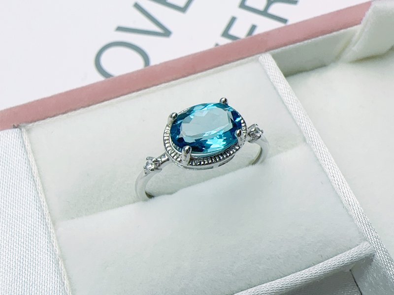 Customized London blue topaz sterling silver Stone with stylish texture and sparkling fire - General Rings - Sterling Silver Blue