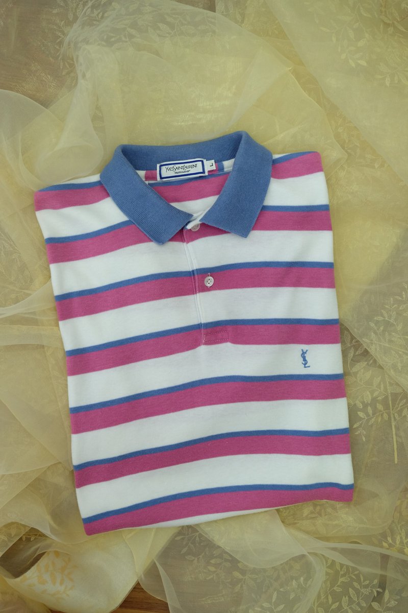Vintage 90s YSL Yves Saint Laurent - 男襯衫/休閒襯衫 - 棉．麻 