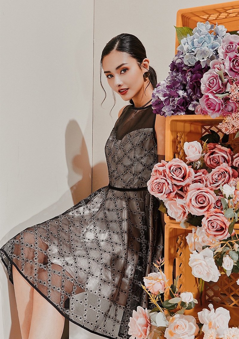[C ME Limited Handcrafted Dress] Audrey Classic Lace Dress - ชุดเดรส - ไฟเบอร์อื่นๆ สีดำ