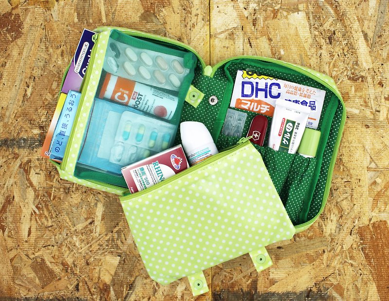 Mizutama beauty Travel cosmetics pouch with detachable pockets - Green
