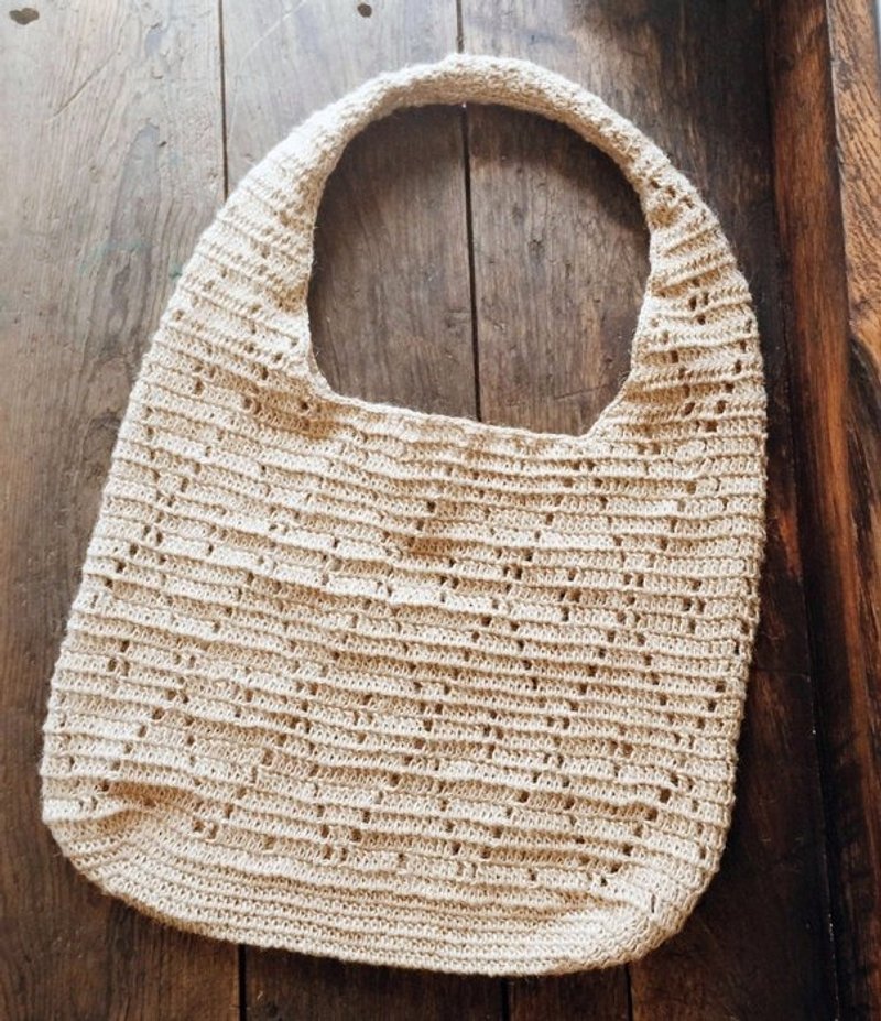 I think the earth is rectangular twine woven bag / linen natural vegetable dyes / handbag / bag / twine weaving handmade〗 〖crazy hopscotch - Messenger Bags & Sling Bags - Cotton & Hemp Khaki