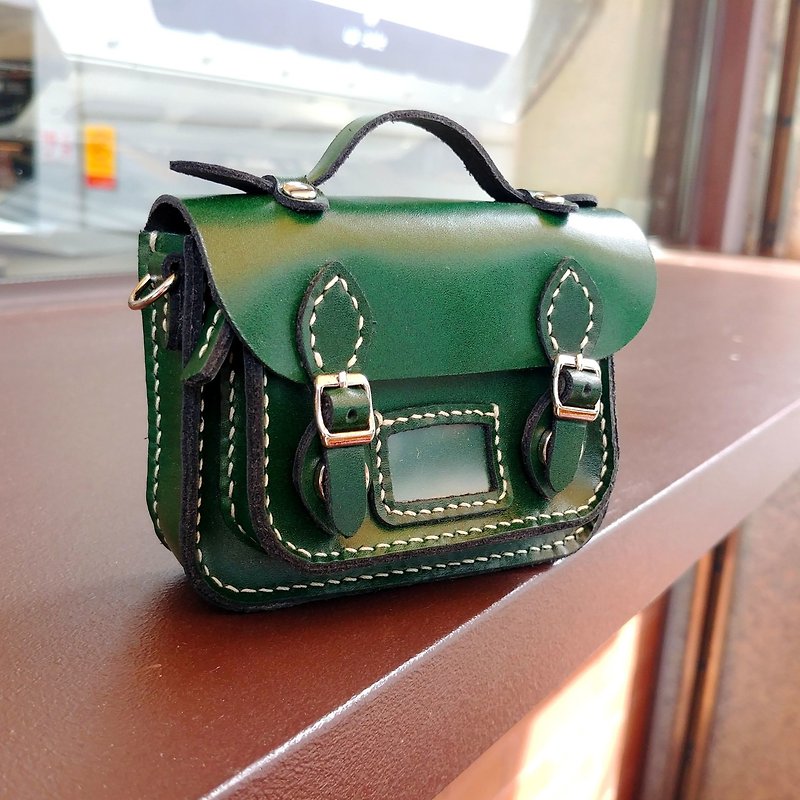 Mini satchel bag card wallet (snap button+zipper for coin) - ที่เก็บนามบัตร - หนังแท้ 