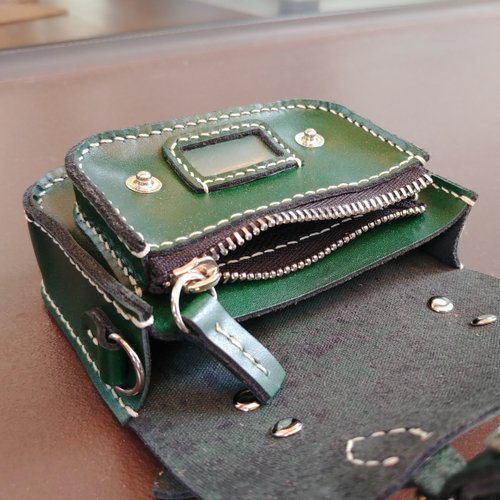 Mini satchel bag card wallet (snap button+zipper for coin) - Shop