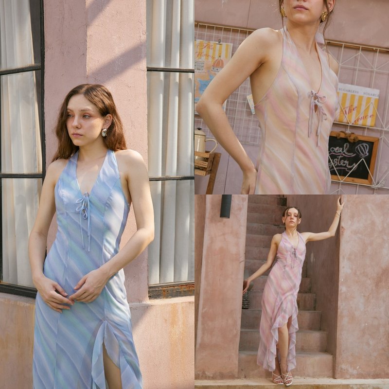 Tangerines - Ruffle Ombre Dress, dress for going out, going to the beach (no need to order a size) - 洋裝/連身裙 - 聚酯纖維 