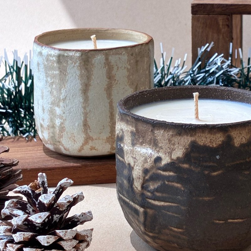 陶器アロマキャンドル - キャンドル・燭台 - 陶器 ブラウン