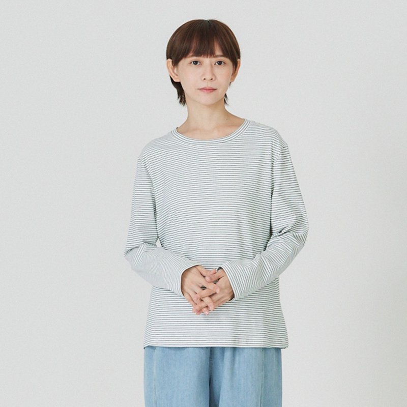 【Simply Yours】條紋打底長袖T 白F - 女上衣/長袖上衣 - 棉．麻 白色